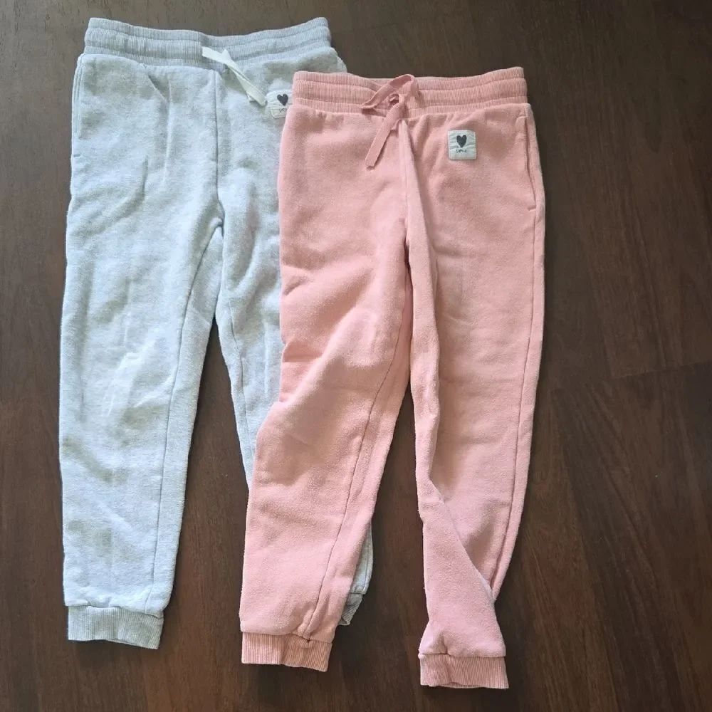 H&M Pink and Gray Sweatpants with Elastic Cuffs